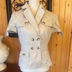 LOFT Beige Short-Sleeve Trench Coat